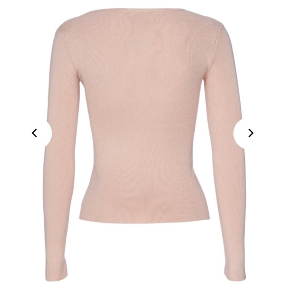 LE SUPERBE Twisted Sister Open Neckline Top Rib Knit Long Sleeve Nude Sz S NEW - Picture 14 of 15